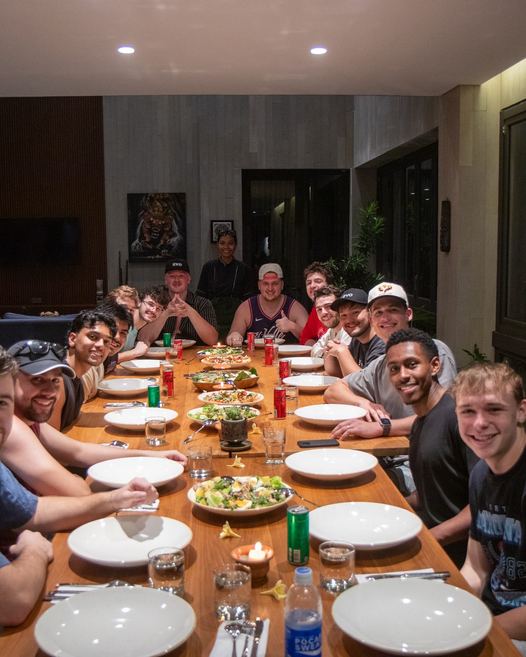 Evo interns at a team dinner during the summer